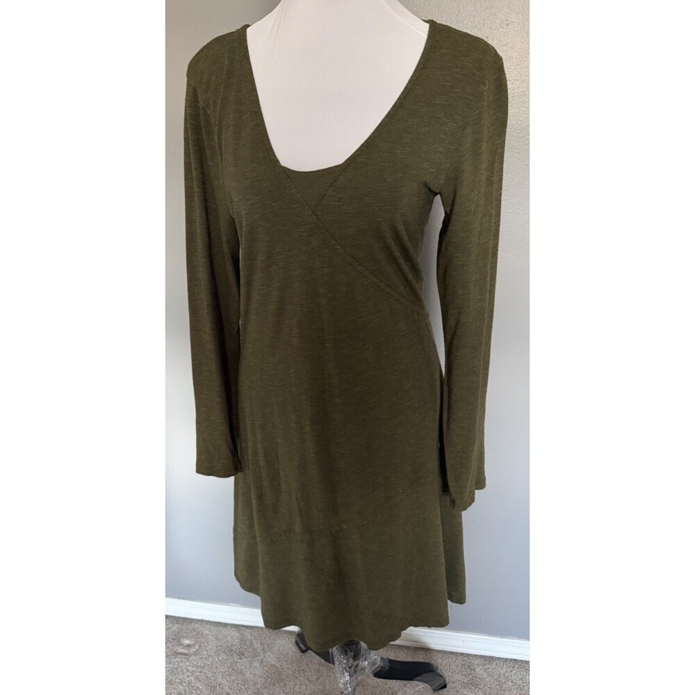 Horny Toad Dress  Size Medium Army Green Tencel Cotton Long Sleeve Casual
